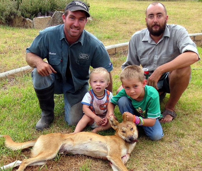 Dylan, Luke and his kids with another wild dog taken.